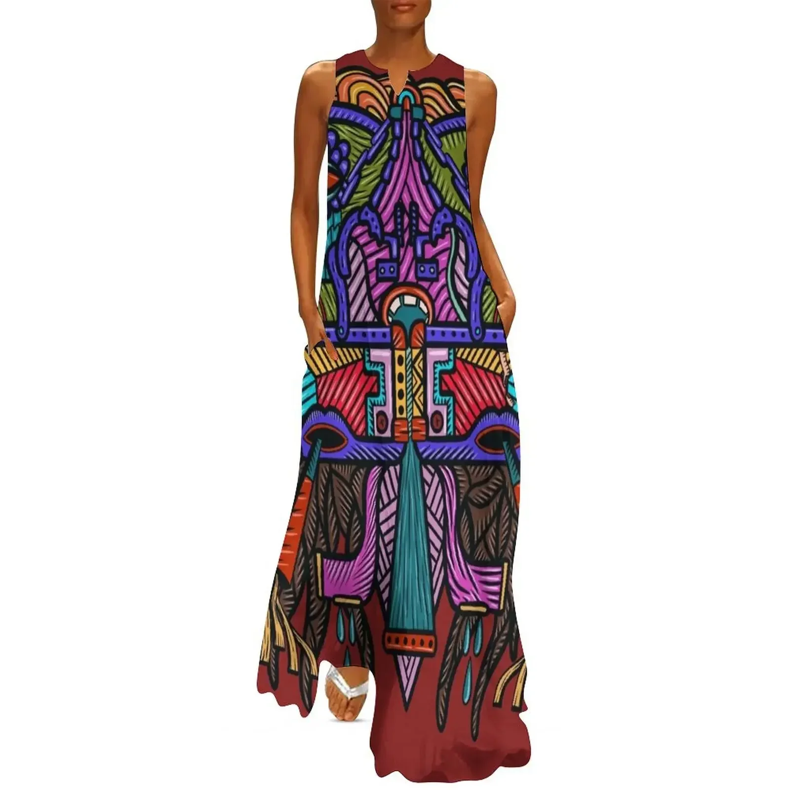 

Psychedelic Artificial Intelligence Robot Long Dress Party dresses for women purple dress women dresses Dress