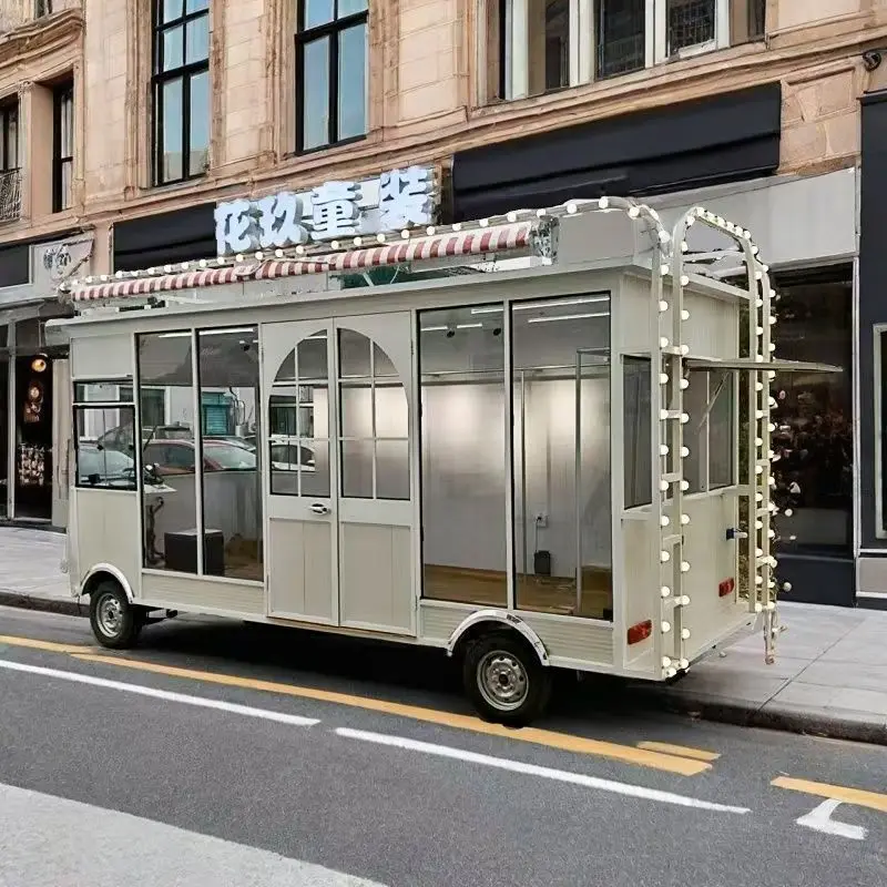 2025 سيارة طعام كهربائية متعددة الوظائف بأربع عجلات، كشك تجاري متنقل للسوق الليلي