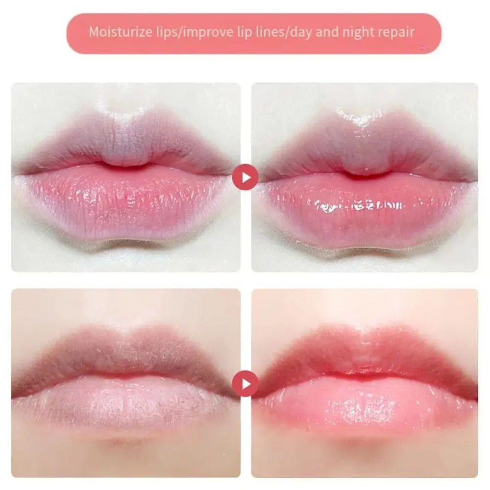 Anti-Rissbildung, feuchtigkeitsspendender Lippenbalsam, langlebig, feuchtigkeitsspendend, Kirschblütenhonig, Lippenstift, nährende, fettige Lippenpflegemaske für Frauen