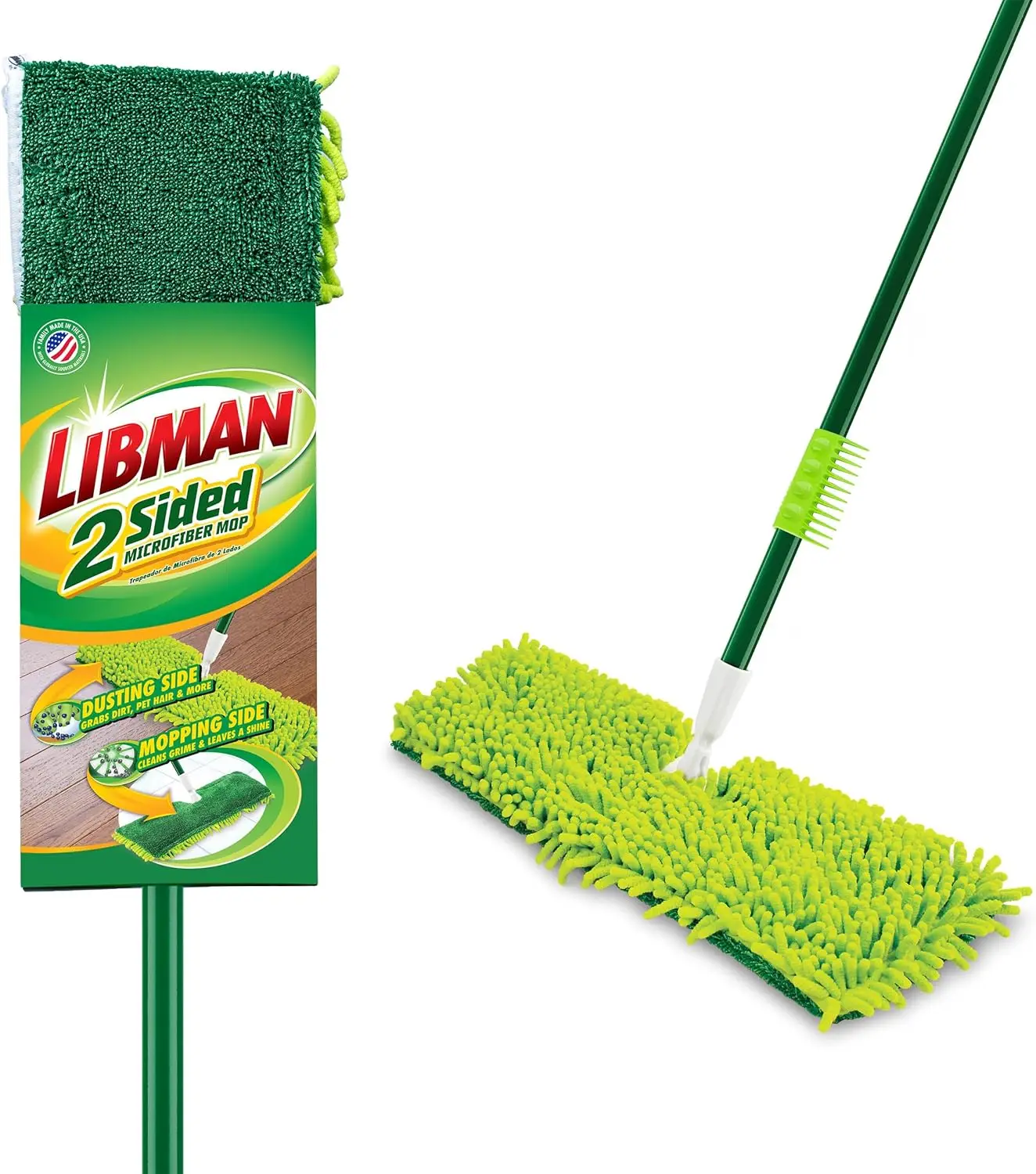 

Double-Sided Microfiber Dust Mop with 360 Swivel Head, 49" Handle for Floor Cleaning on Hardwood and Tile