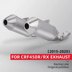 Tubo de escape para motocicleta, silenciador de doble orificio de acero inoxidable para CRF 450R CRF 450RX 2015-2020