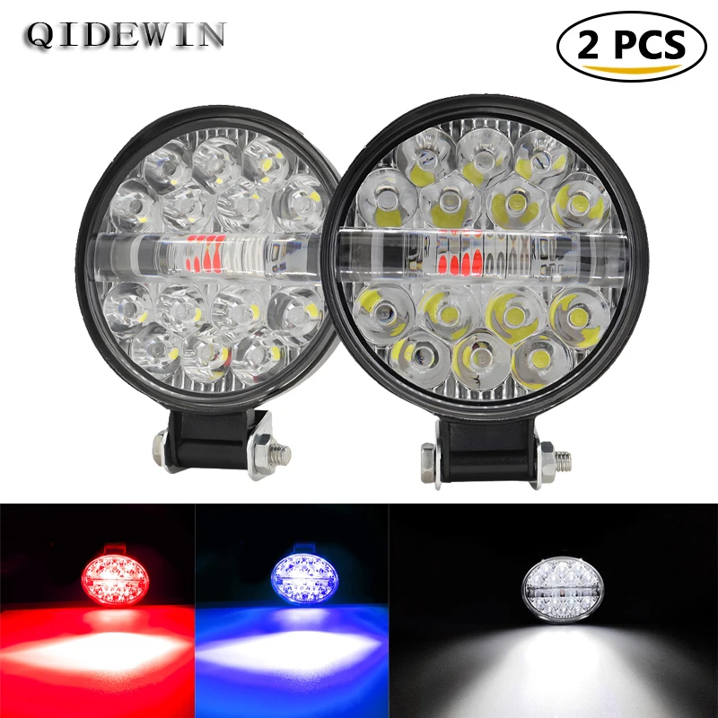 

Car LED Work Light 84W Red Blue Explosive Flashing Lights Super Bright Truck Pickup SUV Warning Light Off-road Driving Spotlight