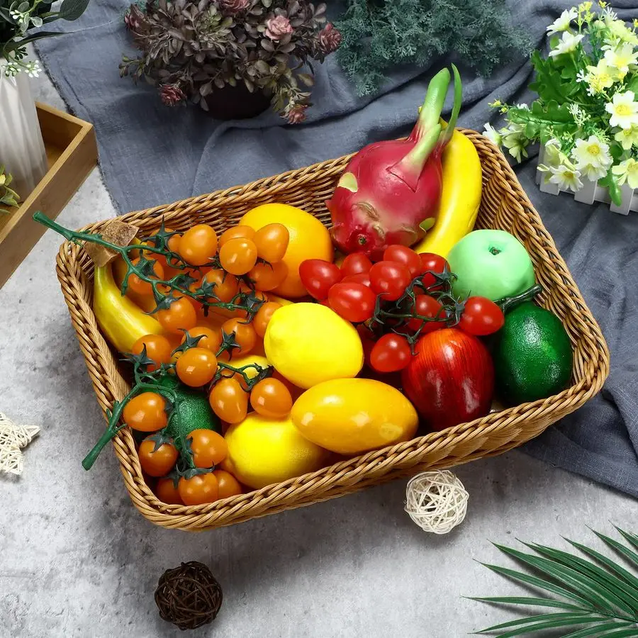 6 عبوات من سلال الخبز من الخيزران مقاس 15.8 بوصة سلة تقديم منسوجة للهدايا، صواني عرض مستطيلة من الخيزران للتخزين من أجل Bre #5