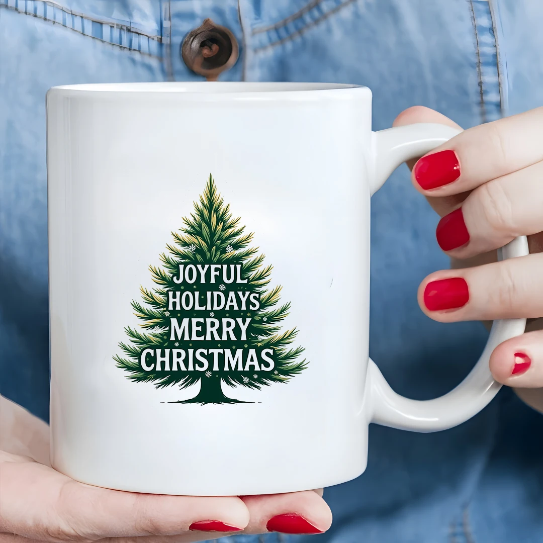Taza de 11 oz + taza con diseño de árbol de Navidad, regalo de Navidad, taza para niños, juego de tazas de café para oficina familiar