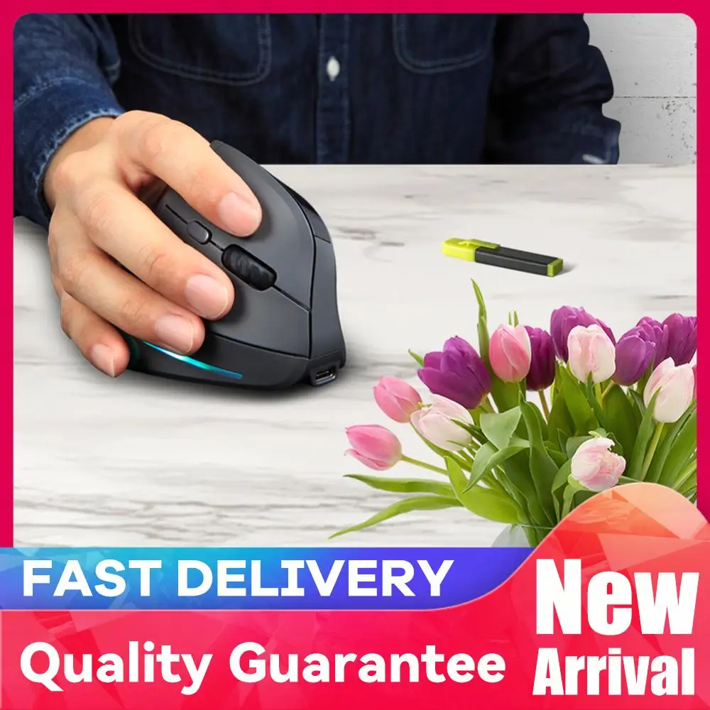 Wireless Bluetooth-Compatible Mouse Tri-Mode BT+2.4GHz+Wired Wireless Vertical Ergonomic Optical Mouse for PC Laptop  Windows