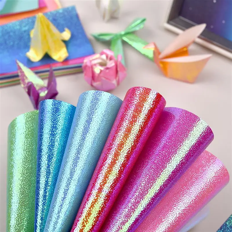 50pcs Glittering Origami Paper Double Sides Solid Color Folding Paper Pearl Shine Handmade DIY Scrapbooking Craft Decor