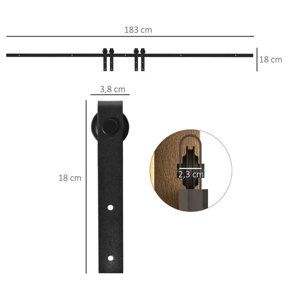 Schiebetürsystem pour Doppel-Holztüren Laufschiene mit Zubrifter aus 183x0,6x18cm فور مودرن Inneneinrichtungen