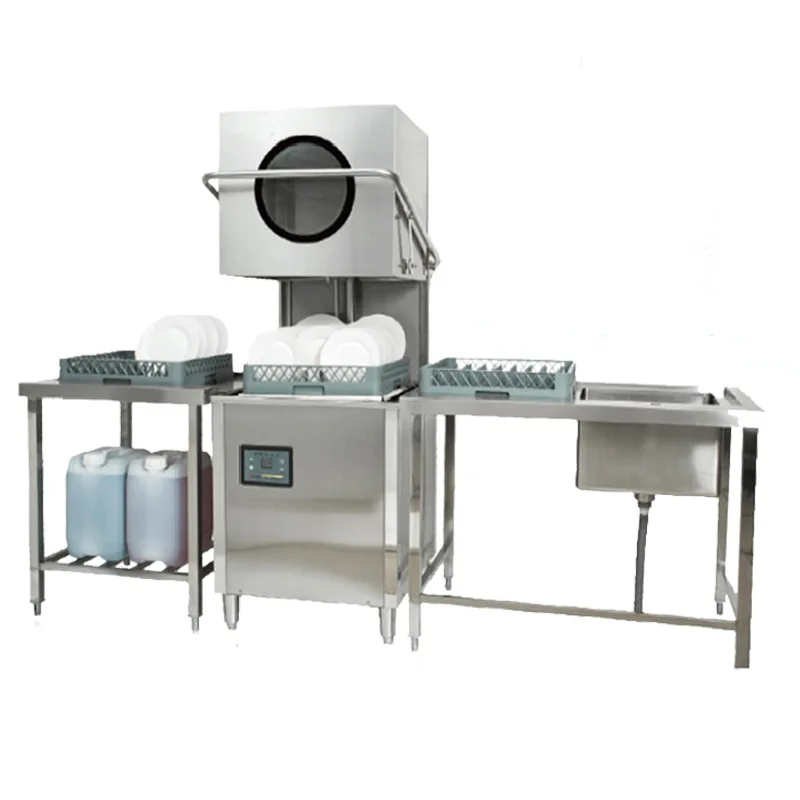 Cover Type Commercial Dishwasher Machine for Restaurants Hot Pot Hotels Canteens Fully Automatic Energy Saving Dishwashing