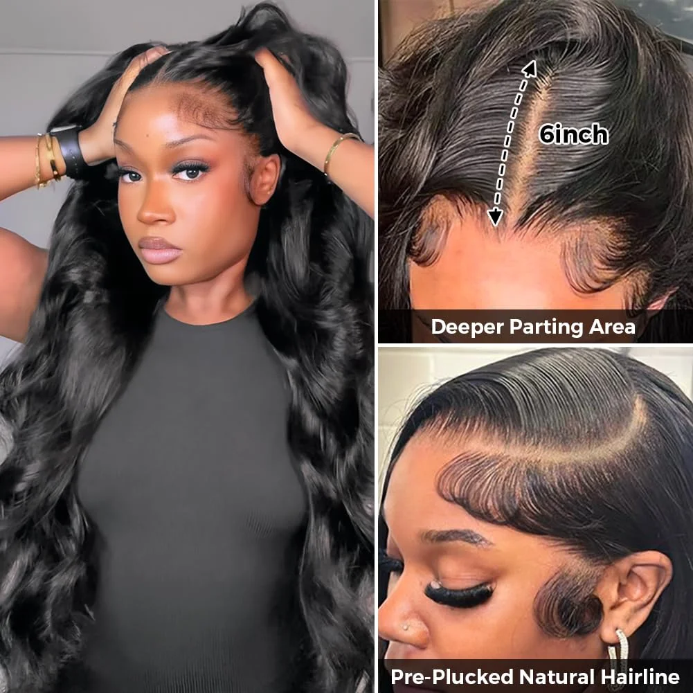 200% 13x6 Body Wave Lace Front Human Hair Wig 360 Lace Frontal Virgin Hair Wig 13x4 Lace Frontal Human Hair Wigs for Black Women