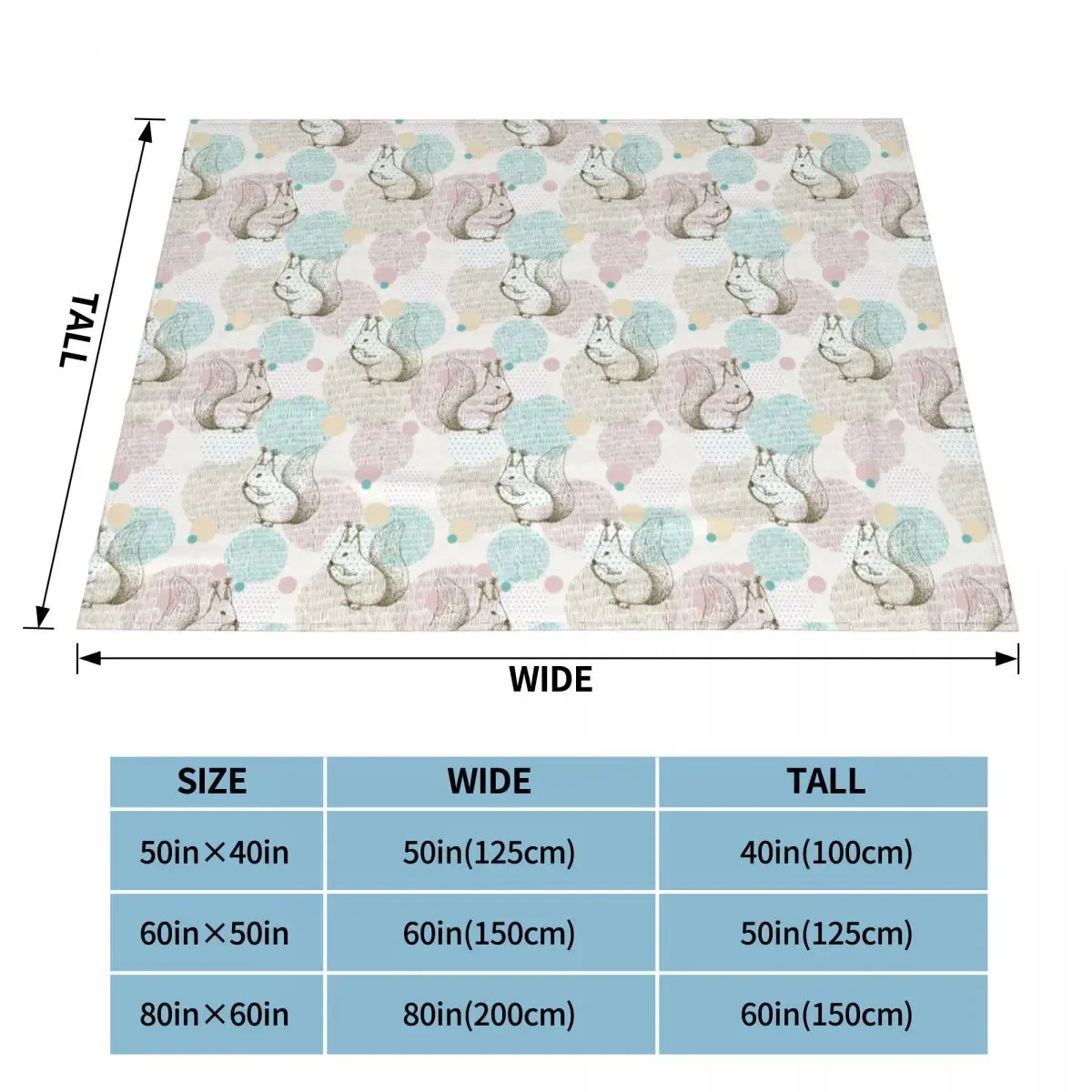 Colorful Joyful Funny Squirrel Blanket Flannel Print Animal Breathable Ultra-Soft Throw Blanket for Bedding Office Quilt