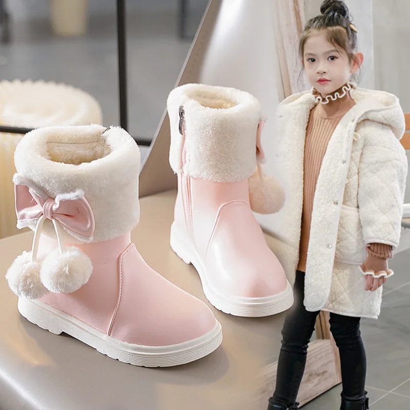 

Kids Warm Boots Side Zipper Girls Princess Boots Suede Comfortable 2025 Winter Children Casual Boots Korean Style Soft Bottom