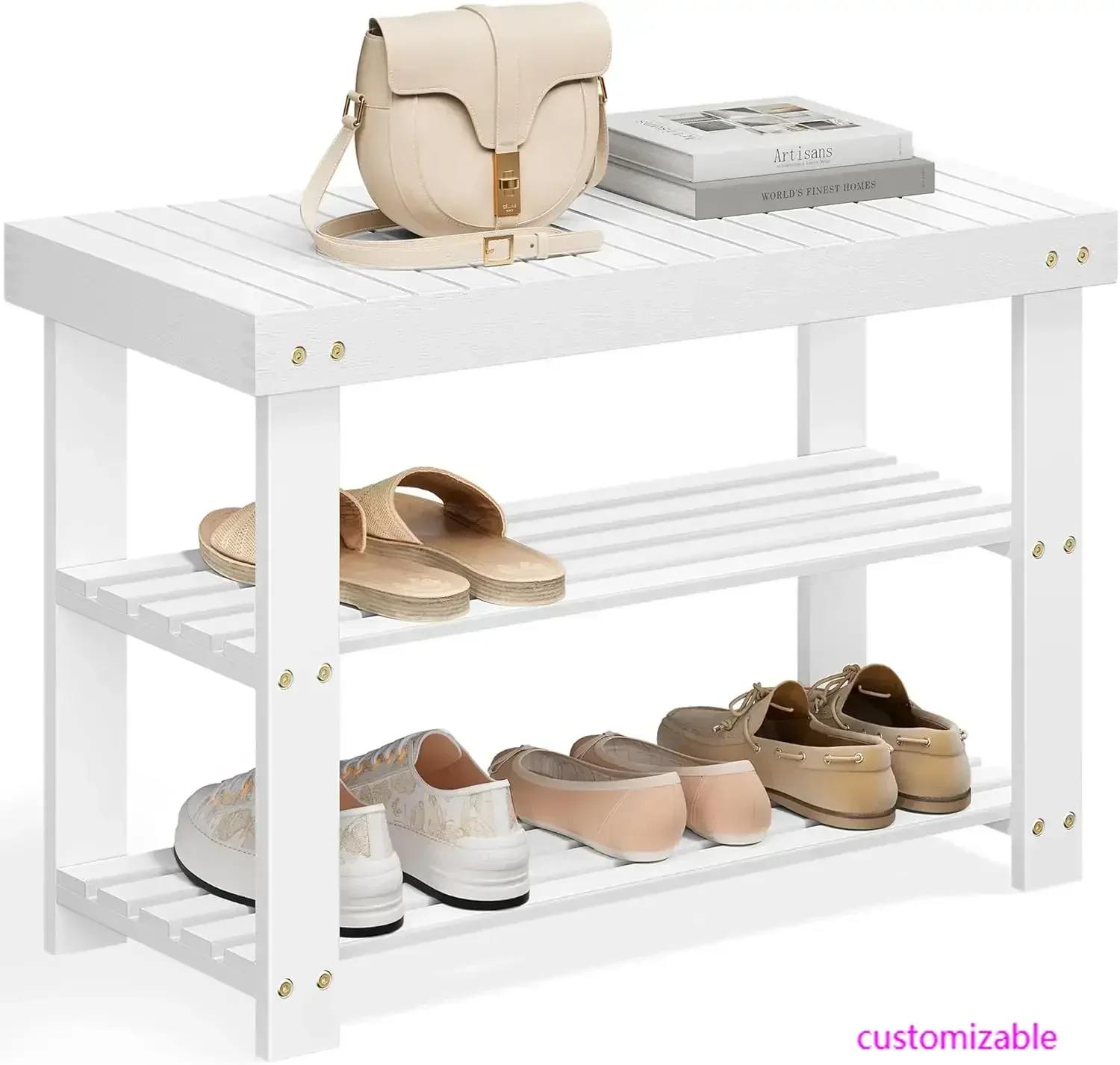 

Shoe Rack Bench, 3-Tier Bamboo Shoe Storage Organizer, Entryway Bench, Holds Up to 286 lb, 11.3 x 27.6 x 17.8 Inches