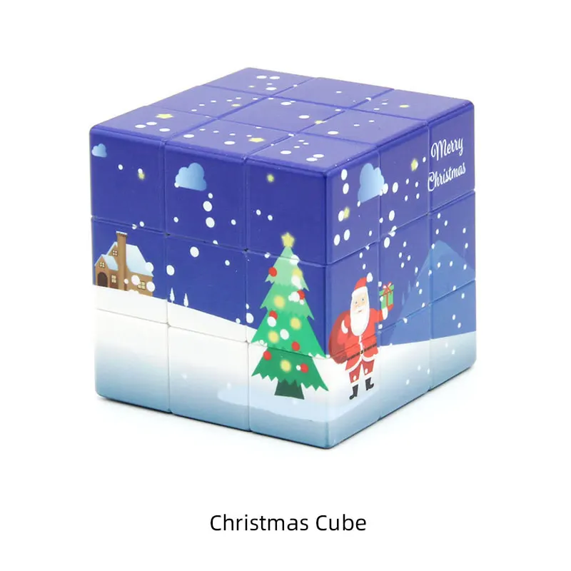 Sleep Cube Merry Christmas 3x3x3 Magic Cube With Snow Speed Twisty Puzzle Brain Teasers Antistress Educational Toys