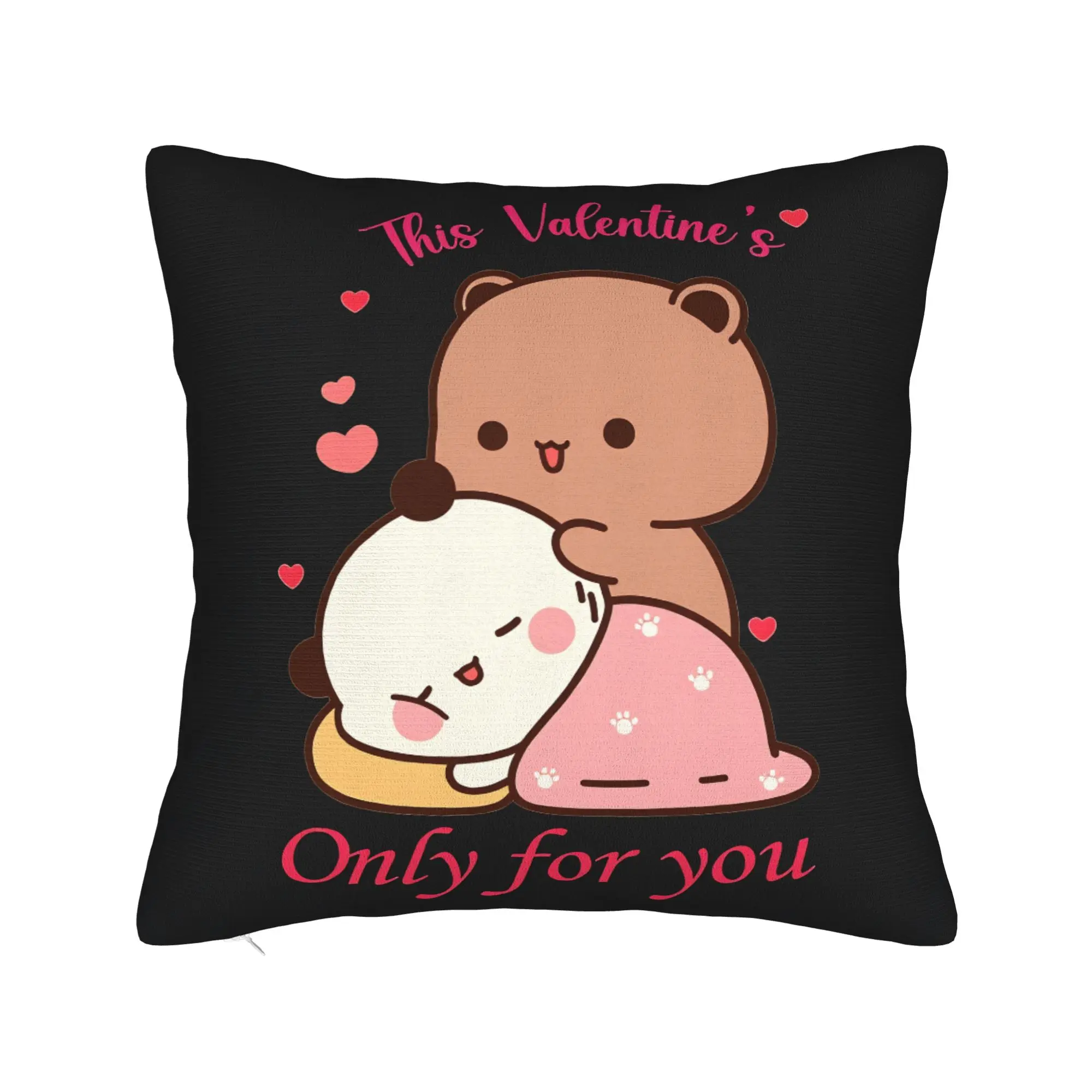 Pillow Cover Bubu Dudu Couple Pandas Cartoon  Vintage Pillow Case For Living Room Sofa Pillowcases