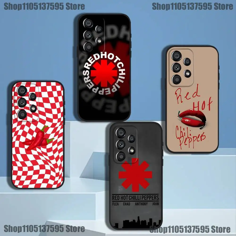 

R-Red Hot C-Chili Peppers Phone Case For Samsung Galaxy A73,31,32,72,41,53,52,71,22,5G,Note,J7,8,9 Soft Black Cover