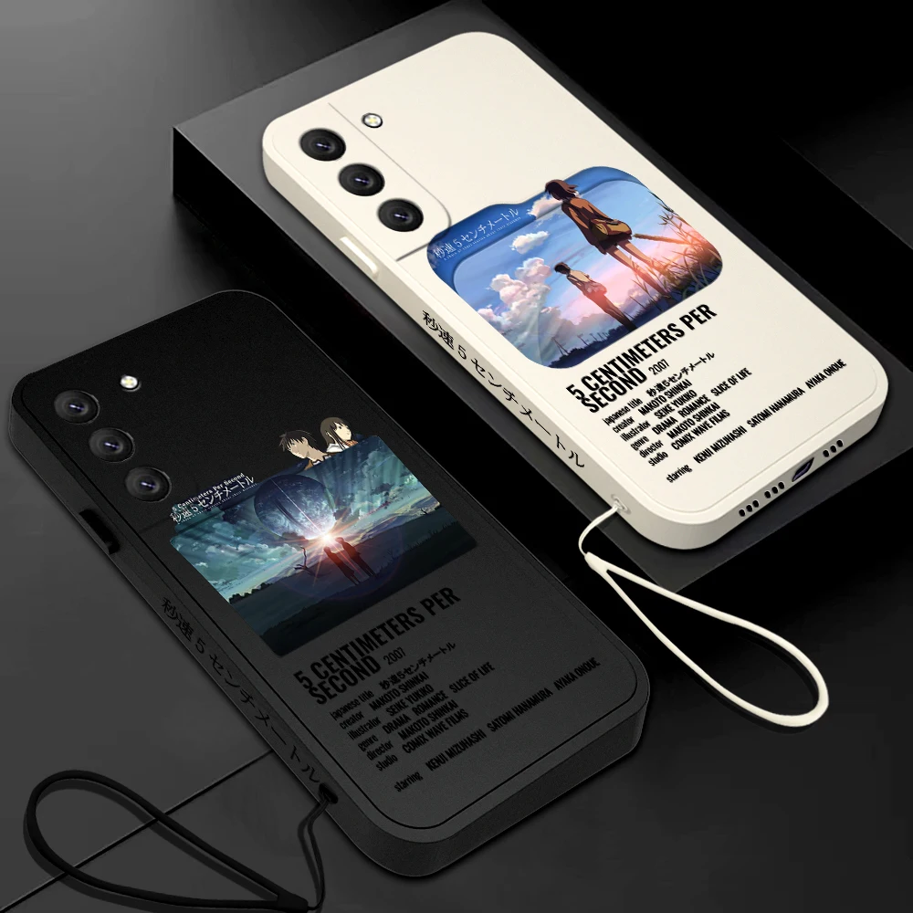 5 Centimeters per Second Phone Case For VIVO Y20 Y30 Y50 Y33T Y12S Y15 Y17 Y19 Y21 V23 V23E S9 X90 Pro 5G Cover With Hand Strap