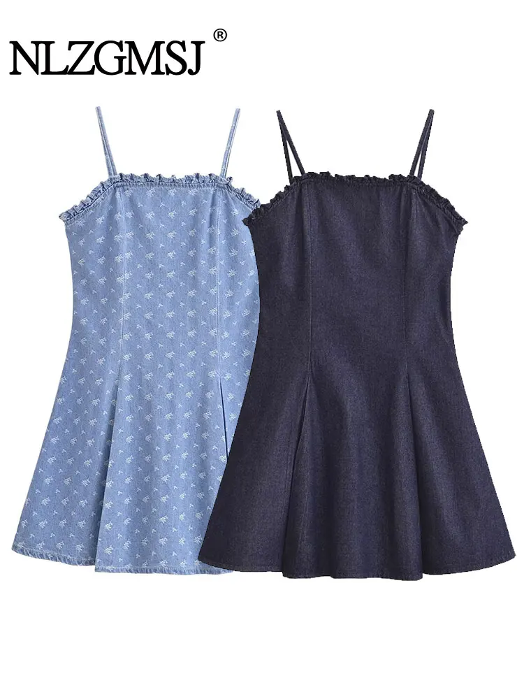 2025 여름 섹시 시크 여성 드레스 솔리드 캐미 슬리브리스 지퍼 러플 숏 드레스 패션 드레스