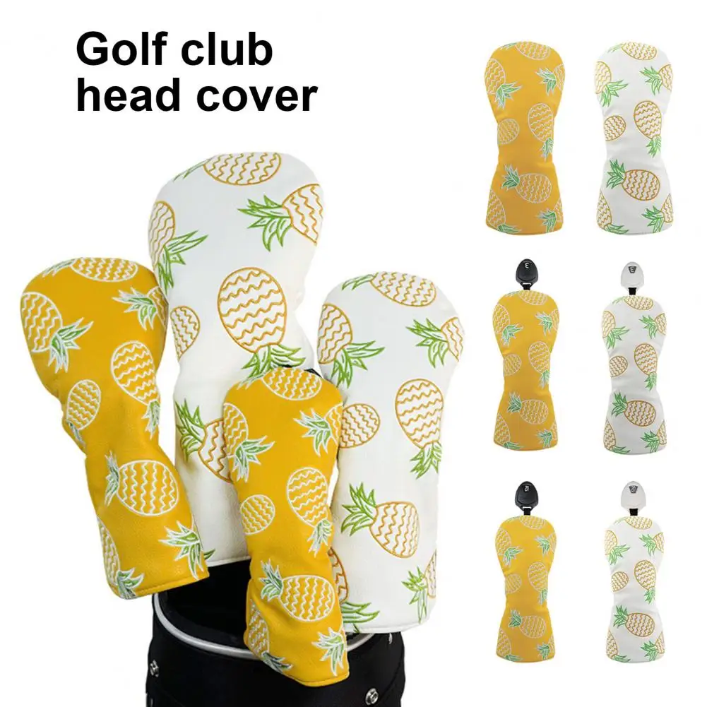 Golf Club Cover for Stylish Players Stylish Pineapple Print Golf Club Covers for Driver Putter Faux Leather Head for Golfer\'s