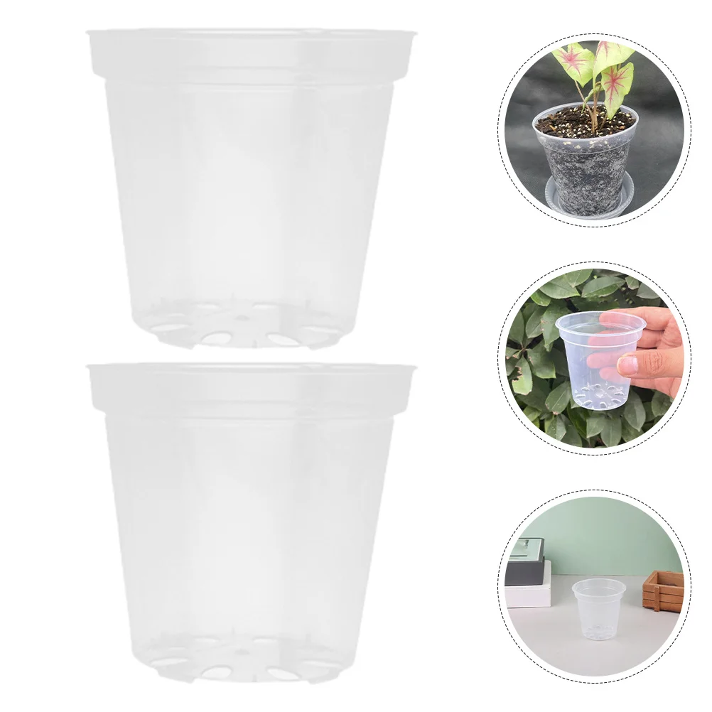 

40Pcs Clear Plastic Orchid Nursery Pots Round Transparent Flower Containers Drainage Holes Small Planters for Indoor Outdoor