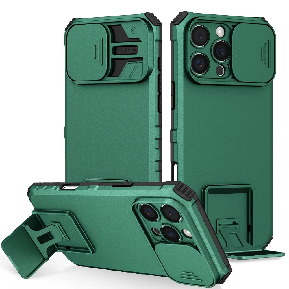 Kamera-Schutz-Schiebehülle für iPhone 17 16 15 14 13 12 11 8 7 Plus Pro X XS XR Max SE – Robuste Kunststoff-Handyhülle mit Halterung – Detail 7