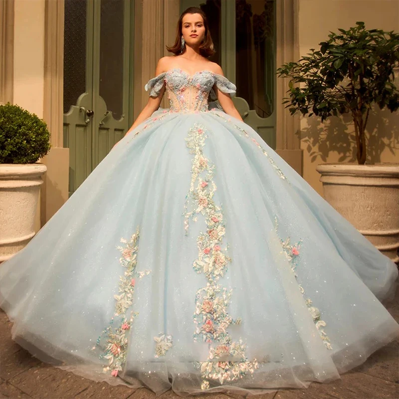 

Платье Quinceneara из органзы с вышивкой и бисером, элегантное бальное платье без рукавов с вырезом лодочкой, индивидуальное бальное платье с бантом на шнуровке, Vestido De Noche