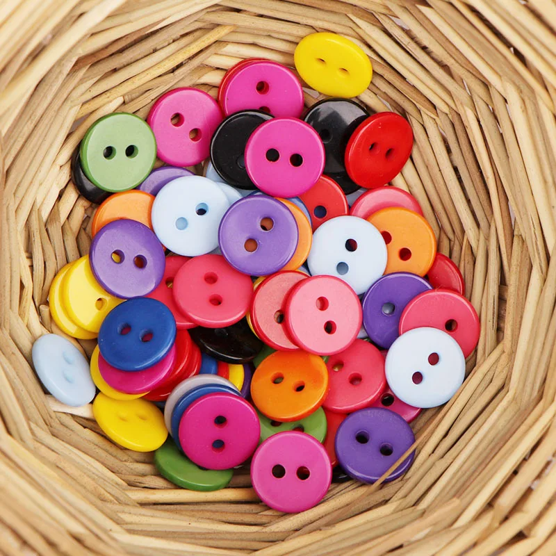 11mm Multicolour Double Eye Bread Button Small Round Resin Sewing Buttons Diy Scrapbooking for Shirt Kids Children Handmade