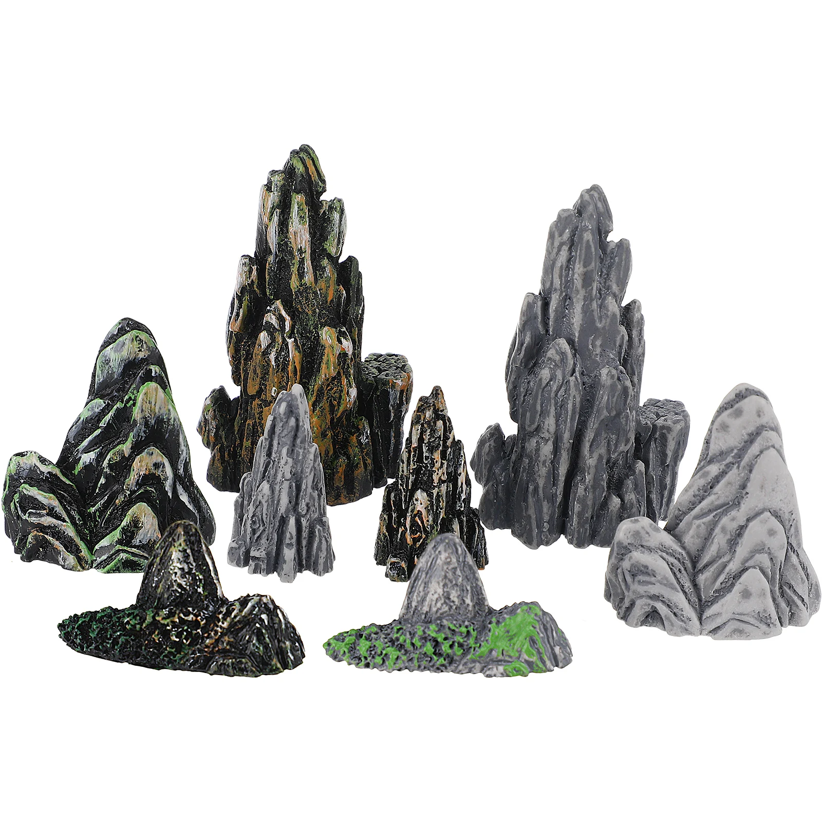

8pcs Mini Resin Rockery Fake Mountain Bonsai Home Decor Desktop Garden Landscape Ornament Aquarium Decorations