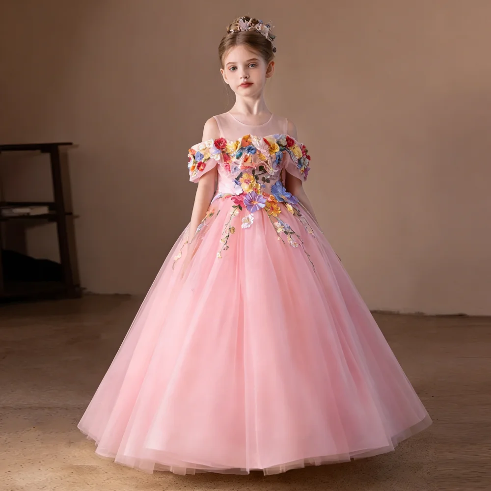 High-End Kids Dress Girls Piano Outfit Party Clothes Toddler Performance Wedding Gown Easter Princess Gown Evening Party Dresses