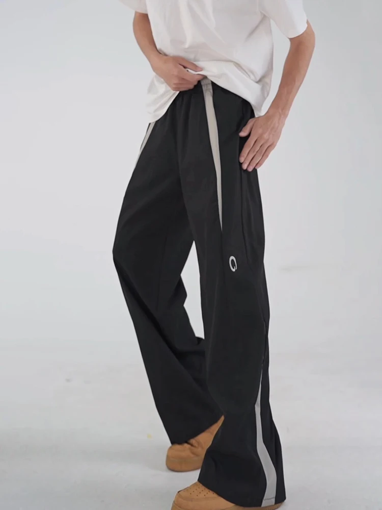 Ice Silk Qui Dry Sports Pants Men's Summer Thin Deconstructed Color Blo Loose Straight American Workwear Casual Trousers