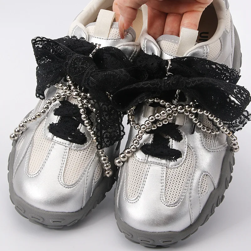 

1Pair Pearl Bow DIY Shoelaces Charms for Sneakers Decorative Shoe Flower Buckle Decorative Shoes Fashion Clogs Accessories