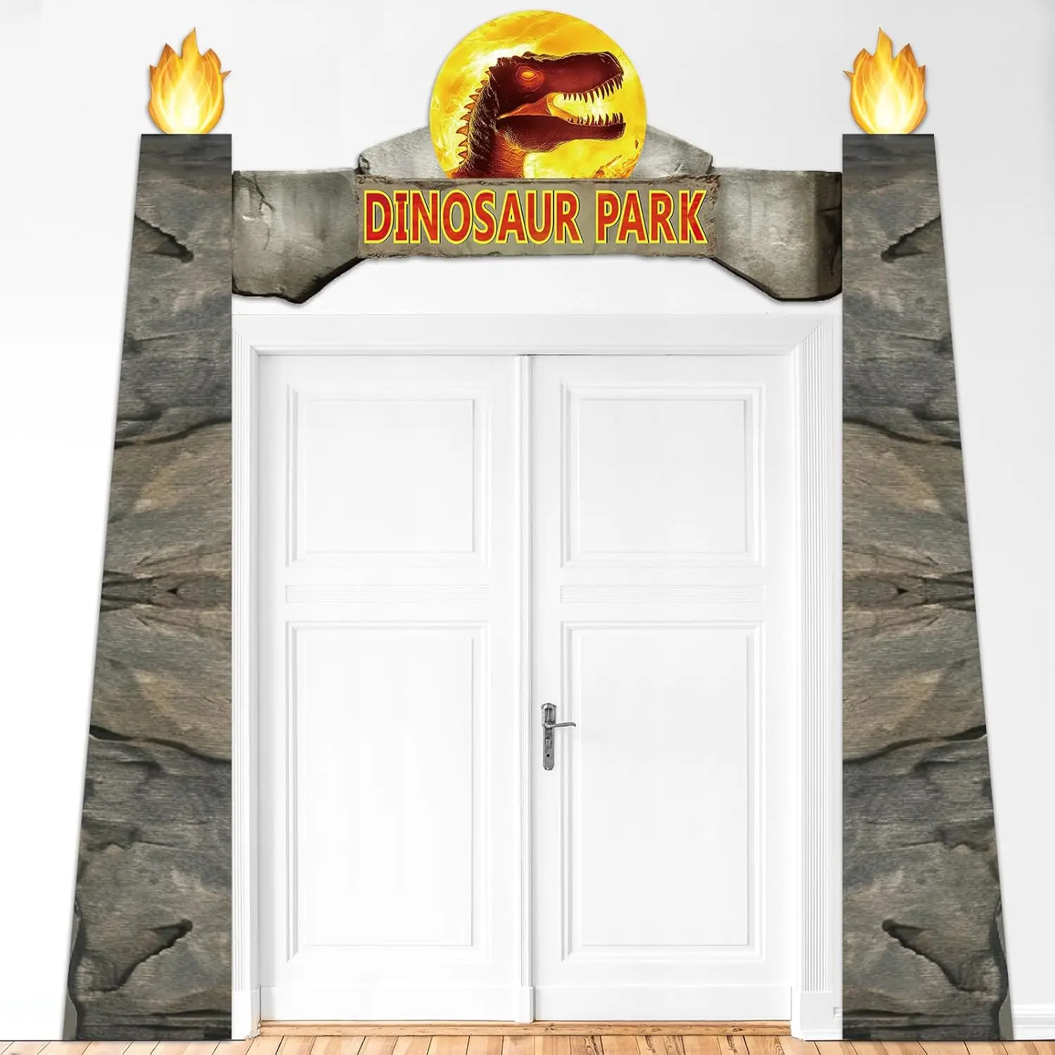 Fondo de cartel de porche para fiesta de cumpleaños de dinosaurio, decoración colgante temática de dinosaurio, suministros de puerta de parque de animales para niños de Safari en la jungla