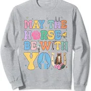 Polarshe Funny May The Horse Shirt Be With You Толстовка унисекс с круглым вырезом для любителей лошадей