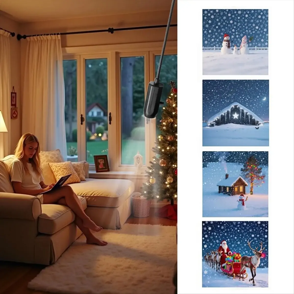 

Top Christmas Projector USB Powered Christmas Projector LED Lights 360 Rotatable Night Lamp with 4 Patterns for Home Decor