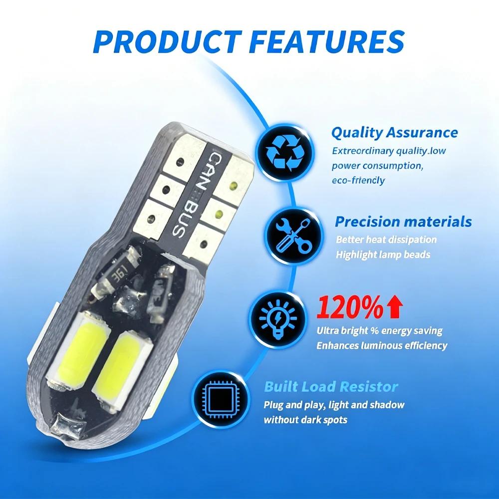 Super Bright 3030 SMD T10 LED Bulb 12V CANBUS Error Free Car Interior Lights Multi-Color