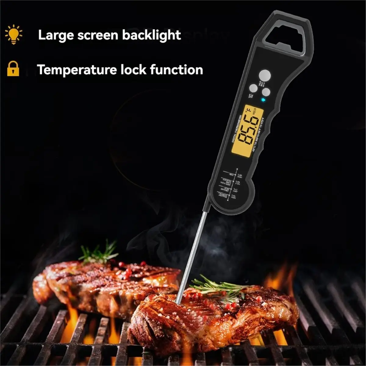 PHONE&GEAR Instant Read Meat Thermometer for Cooking Backlight Magnet Calibration Waterproof BBQ Grill Smoker Kitchen Steak Pro