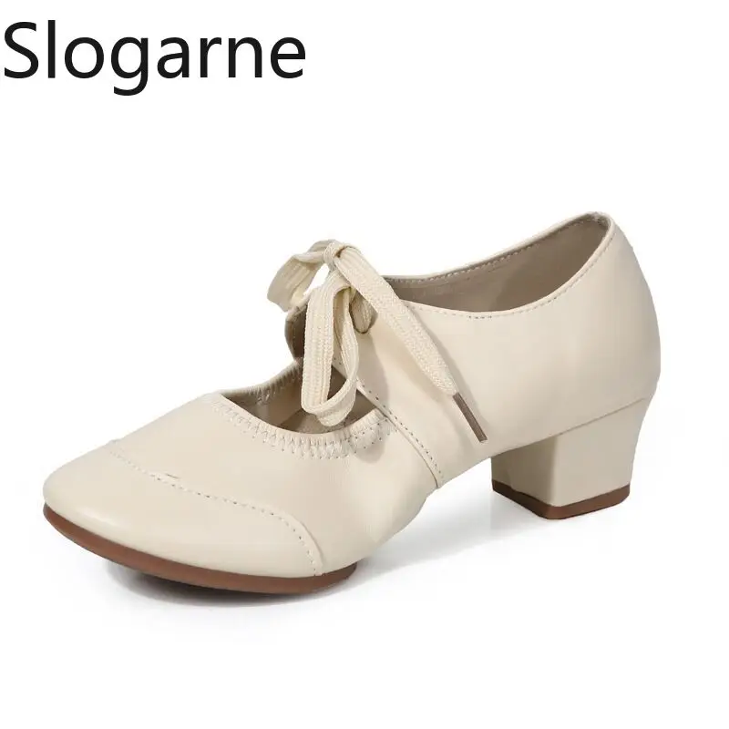 Women 4CM Heels Latin Shoes Soft Sole Ballroom Waltz Modern Jazz Dance Shoes Girls Yoga Trainning Shoes Leather Salsa Sneakers