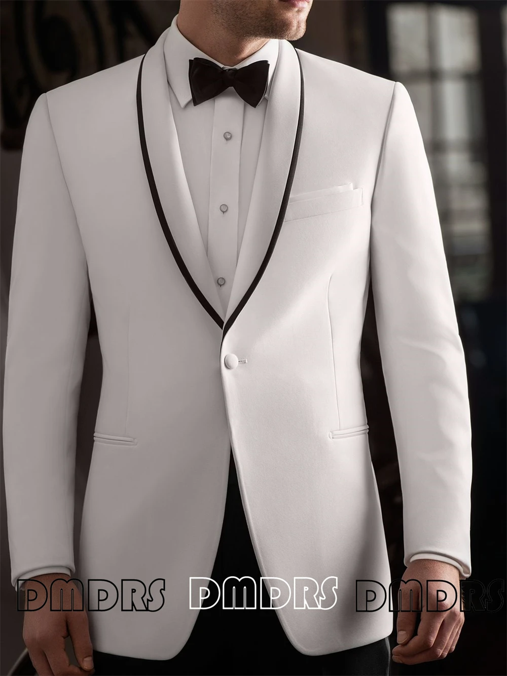 

Custom Fit Wedding Suit Jacket for Groom & Groomsman, Plus Me's Formal Suit Blazer, Fashion One Button Suit with Shawl Neck