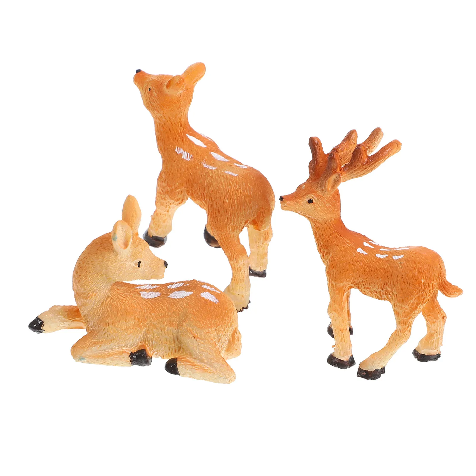 3Pcs Miniature Deer Decor Resin Micro Landscape Ornament DIY Bonsai Pot Garden Yard Micro Resin Deer Adornment