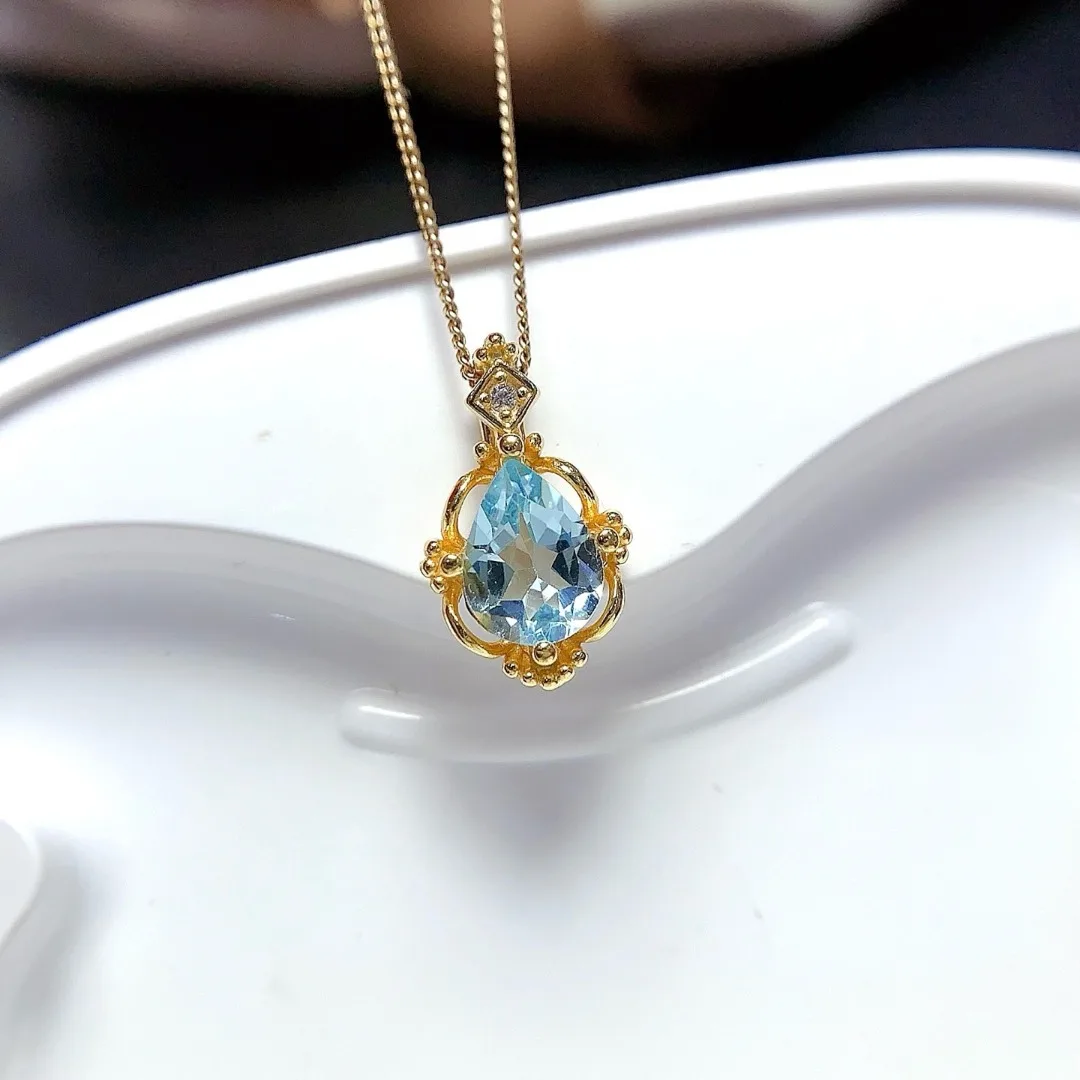 

Designer Design Natural Topaz S925 Sterling Silver Pendant Luxurious Elegance Women Jewelry Perfect for Fashionable Gifting
