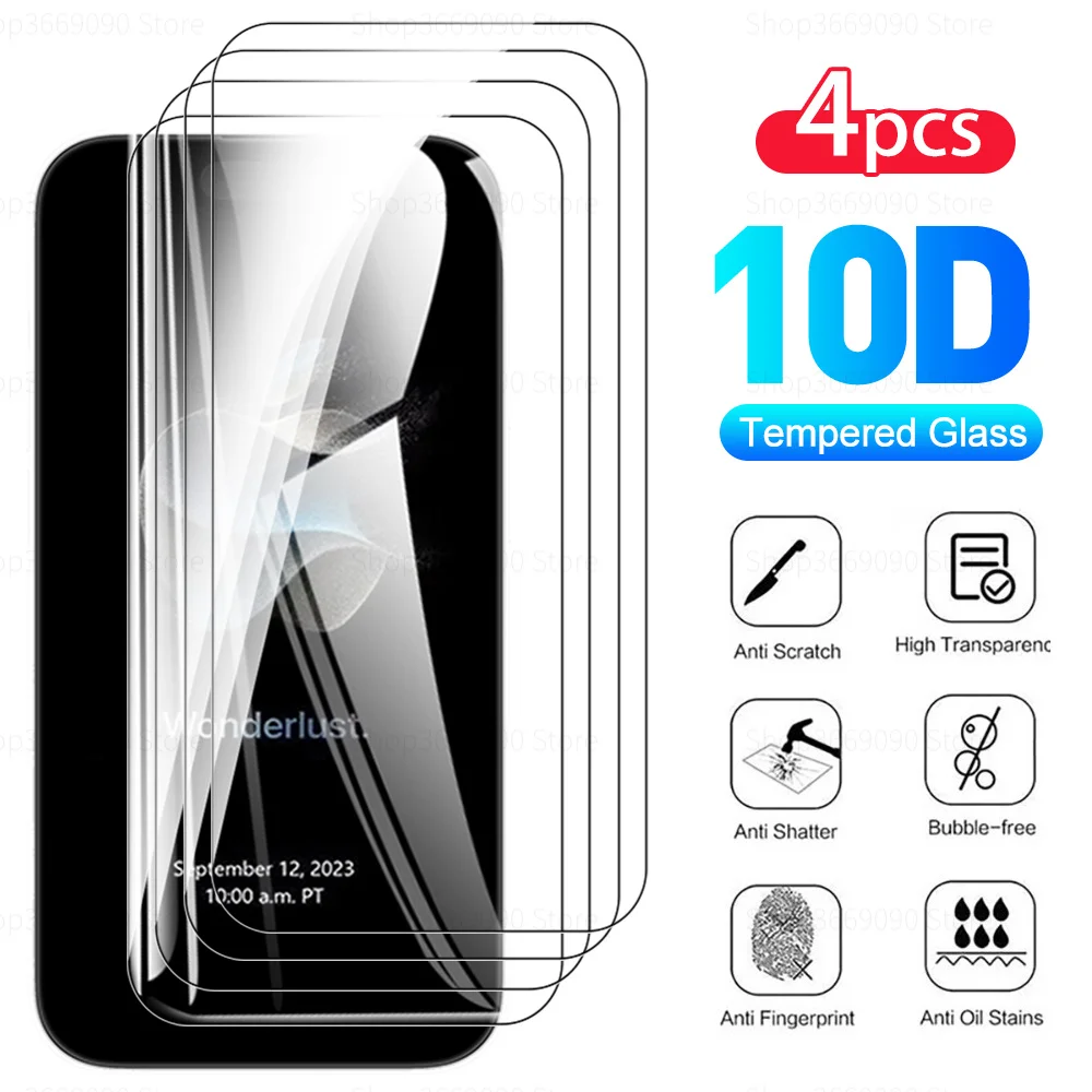 4PCS 9H Tempered Glass Case For iPhone 15 16 Pro Max Protective Glass iPhone15 Pro Max iphon 16Pro Max 15 Screen Protector Films