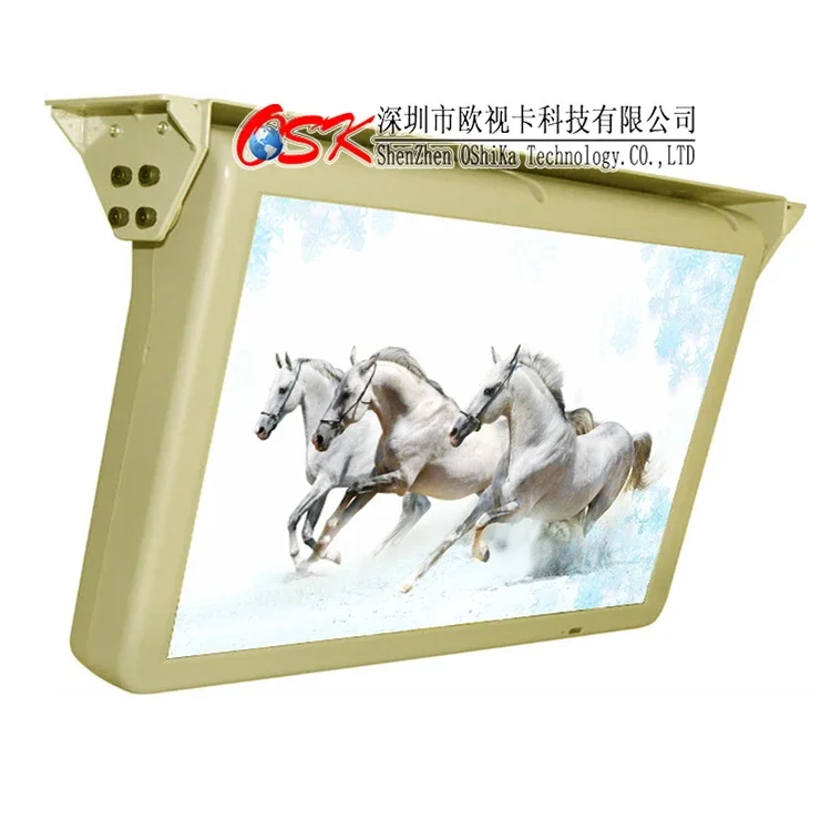 OSK DD-2151W 21.5 Inch Electric Flip Down Bus LCD Monitor AV/VGA/HD-MI Input Car LCD Video Display Screen