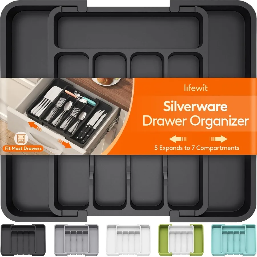 

Small Silverware Drawer Organizer Expandable BPA Free Utensil Tray for Kitchen Adjustable Flatware and Cutlery Holder for Spoon