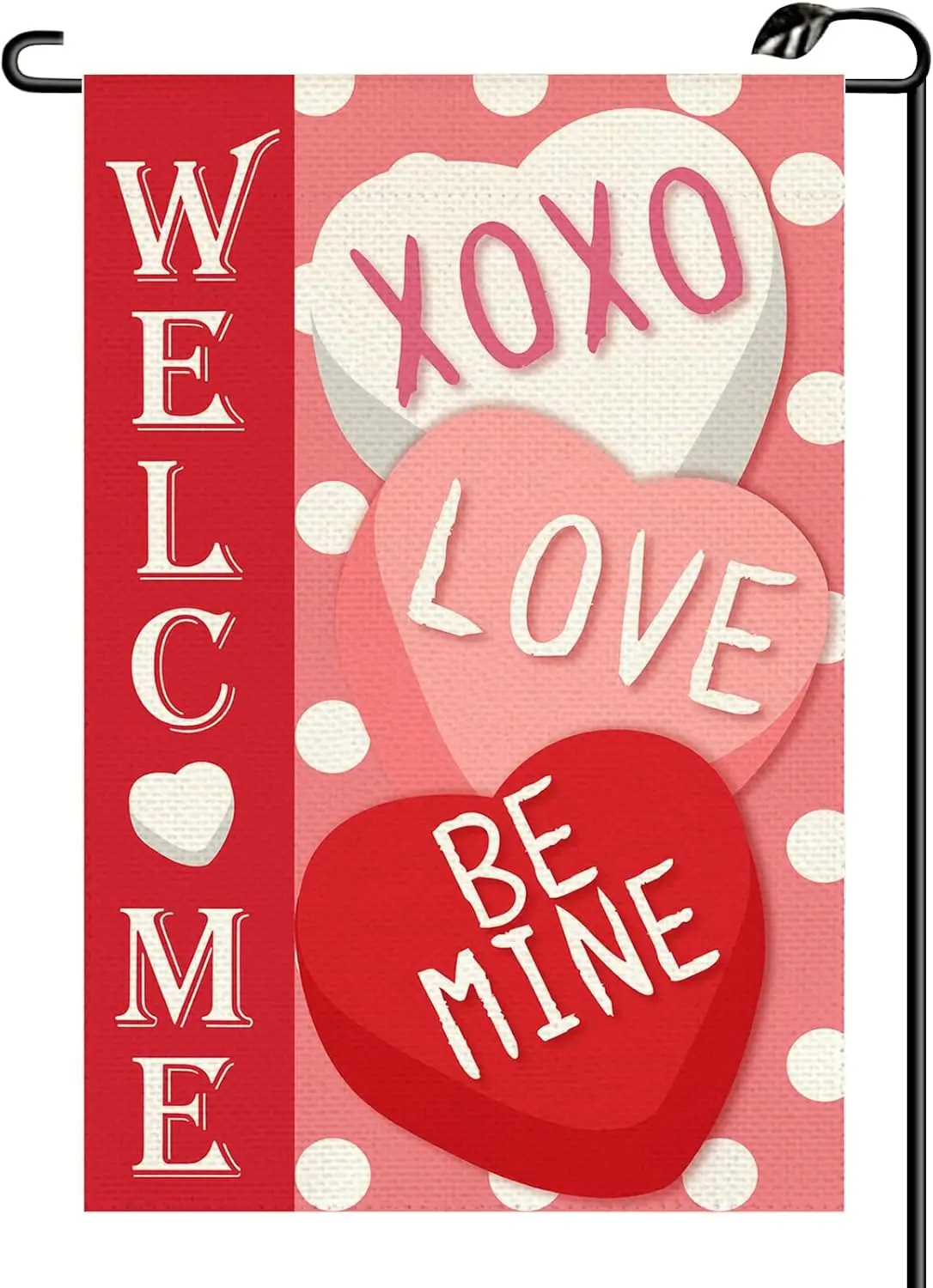 Valentine Candy Love Hearts Welcome Garden Flag 12x18 Inch Vertical Double Sided Small Flags Rustic Lovers Anniversary Weddi SSL