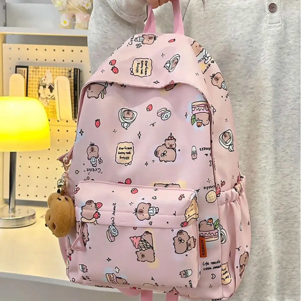 

Fashion Simple Capybara Backpack Large Capacity Pattern School Bags Cartoon Shoulder Bags Teenagers