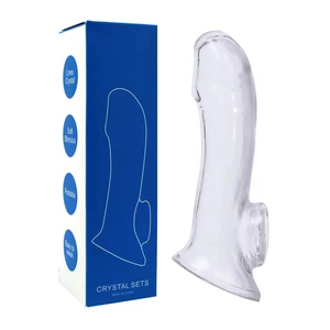 Reutilizable Manga de pene para adultos Extensor de polla de polla alto y más seguro Condoms Sex Toy para pareja Retraso Herramientas de eyaculación 10 Mejor condón del pene del extensor de ventas - №10
