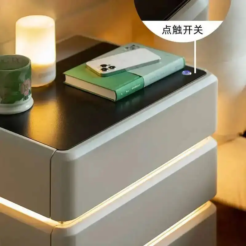 

Smart Bedside Table Storage Nordic Led Bedroom Multifunctional Bedside Table Modern Italian Mesita Noche Furniture GXR45XP