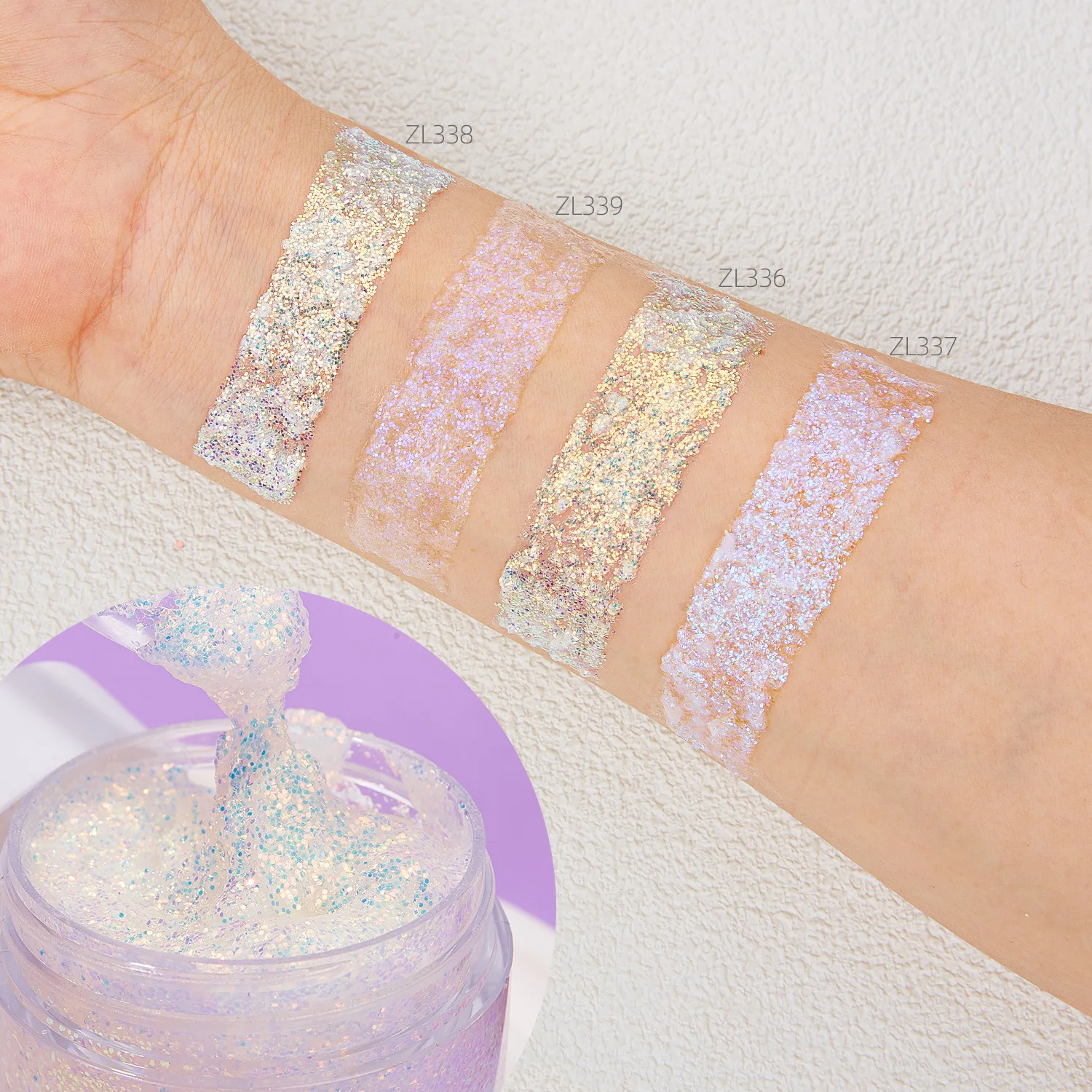 Foreign Trade Explosive Glitter Gel Sequins Hair Face Body Colorful White Gel Glitter Highlight Eyeshadow Cream Makeup