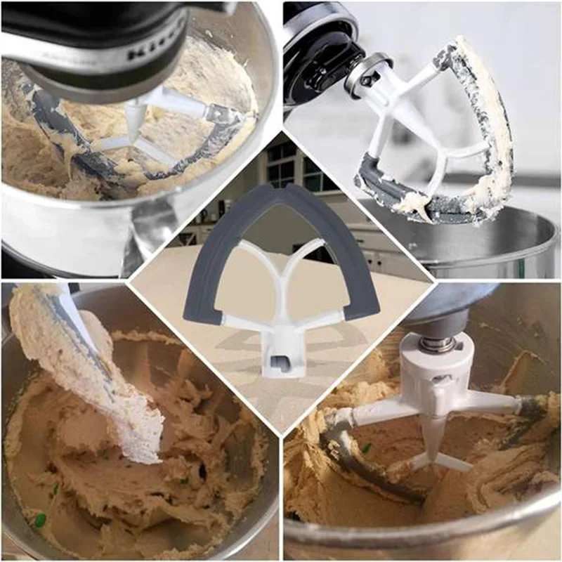 خلاط فليكس مجداف الخافق Forkitchenaid 4.5-5 كوارت مرفقات خلاط برأس مائل حواف سيليكون مرنة وعاء مكشطة-A77G