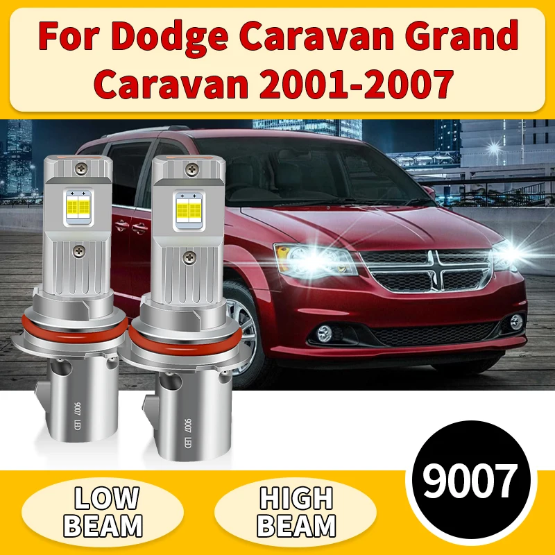 

2PCS 9007 HB5 Car Headlight Projector Bulbs Led Spotlight Bulb For Dodge Caravan Grand Caravan 2001-2007 Hi/Lo Beam Lamp White