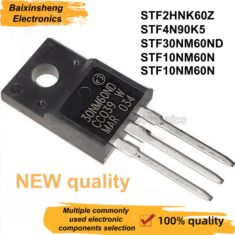 

10 pieces, STF2HNK60Z,2HNK60Z,STF4N90K5,4N90K5,STF30NM60ND,30NM60ND,STF10NM60N,10NM60N,STF13N65M2,13N65M2,TO-220F,NEW MOSFET